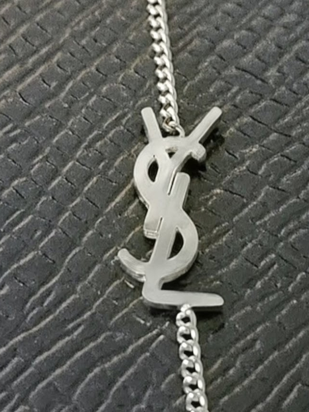 Saint Laurent Silver YSL Logo Chain Bracelet